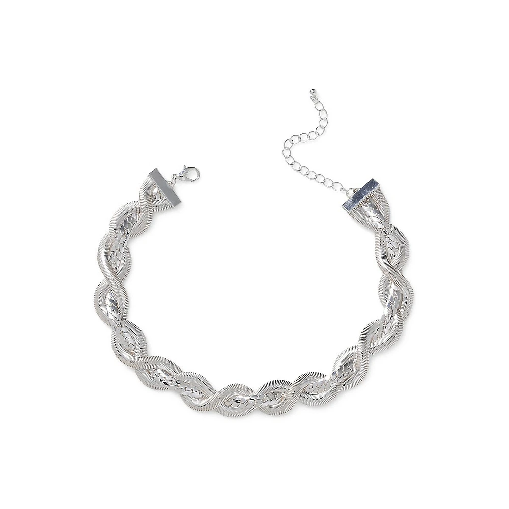 Silvertone Plaited Snake Chain Choker