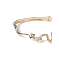 Goldtone & Pavé Faux Crystal Snake Hinged Bracelet
