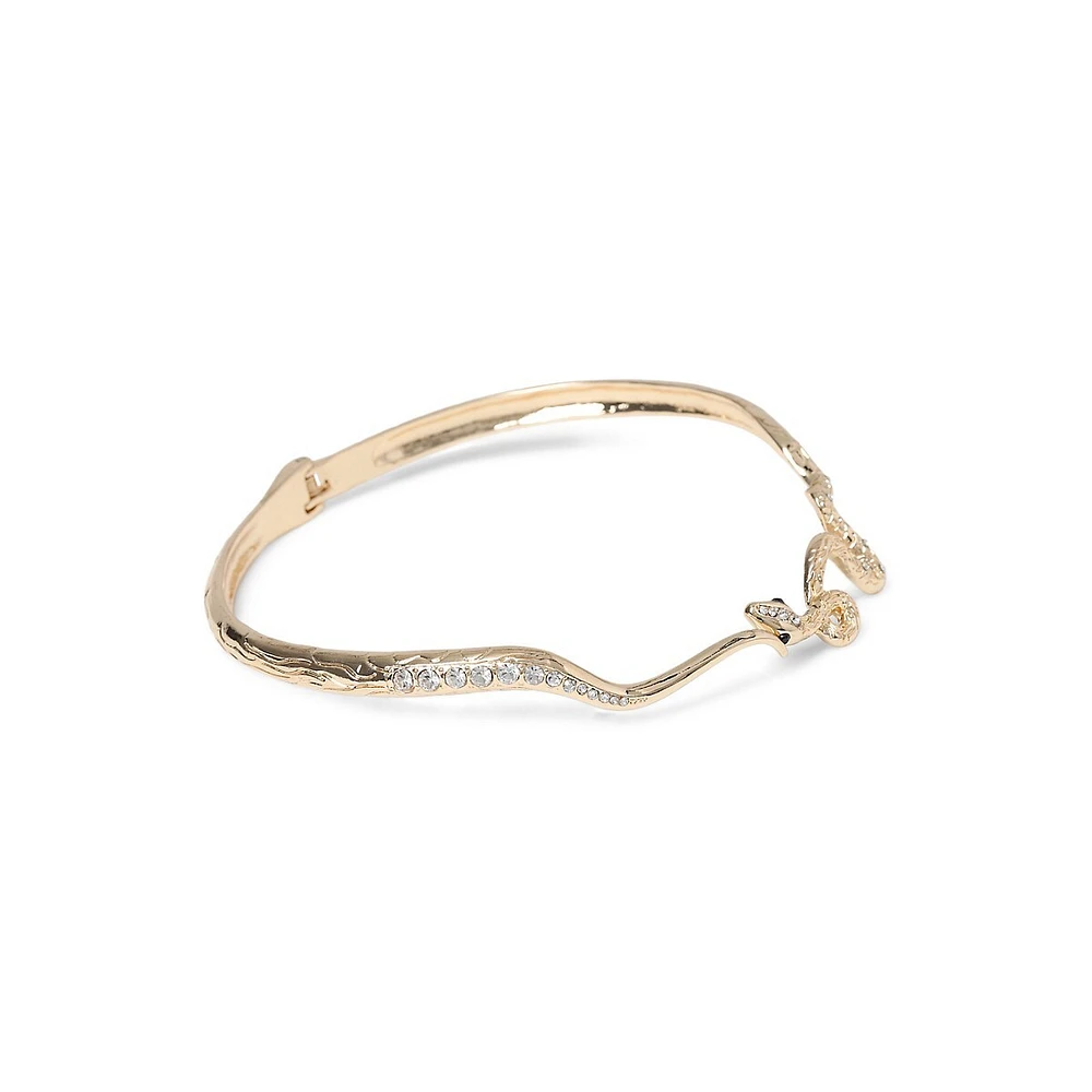 Goldtone & Pavé Faux Crystal Snake Hinged Bracelet