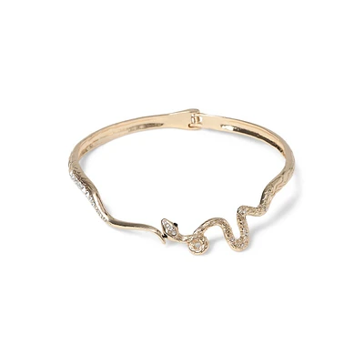 Goldtone & Pavé Faux Crystal Snake Hinged Bracelet