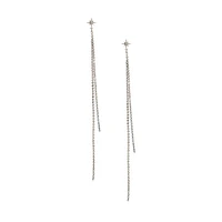 Goldtone & Rhinestone Star-Top Linear Earrings