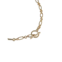 Goldtone T-Bar Toggle Byzantine Chain Necklace
