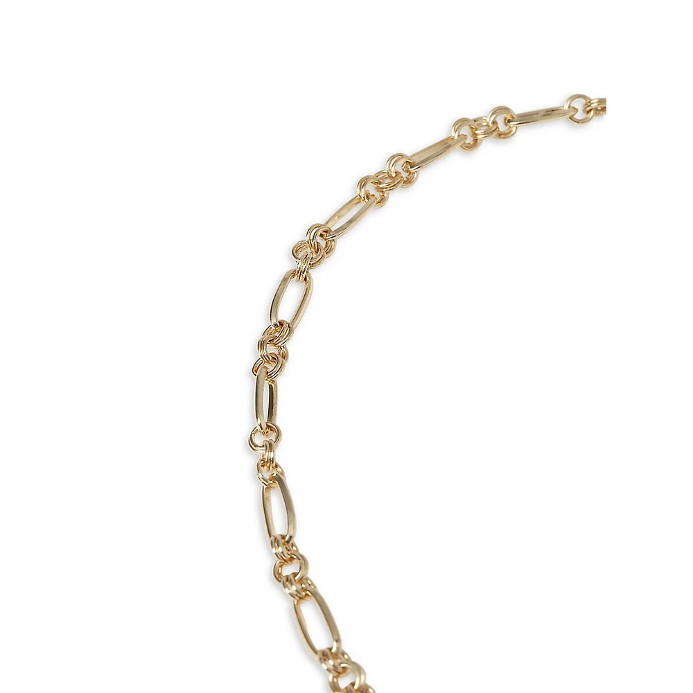 Goldtone T-Bar Toggle Byzantine Chain Necklace