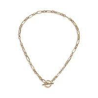 Goldtone T-Bar Toggle Byzantine Chain Necklace