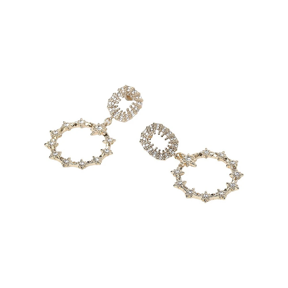 Goldtone Crystal Star Open Drop Earrings