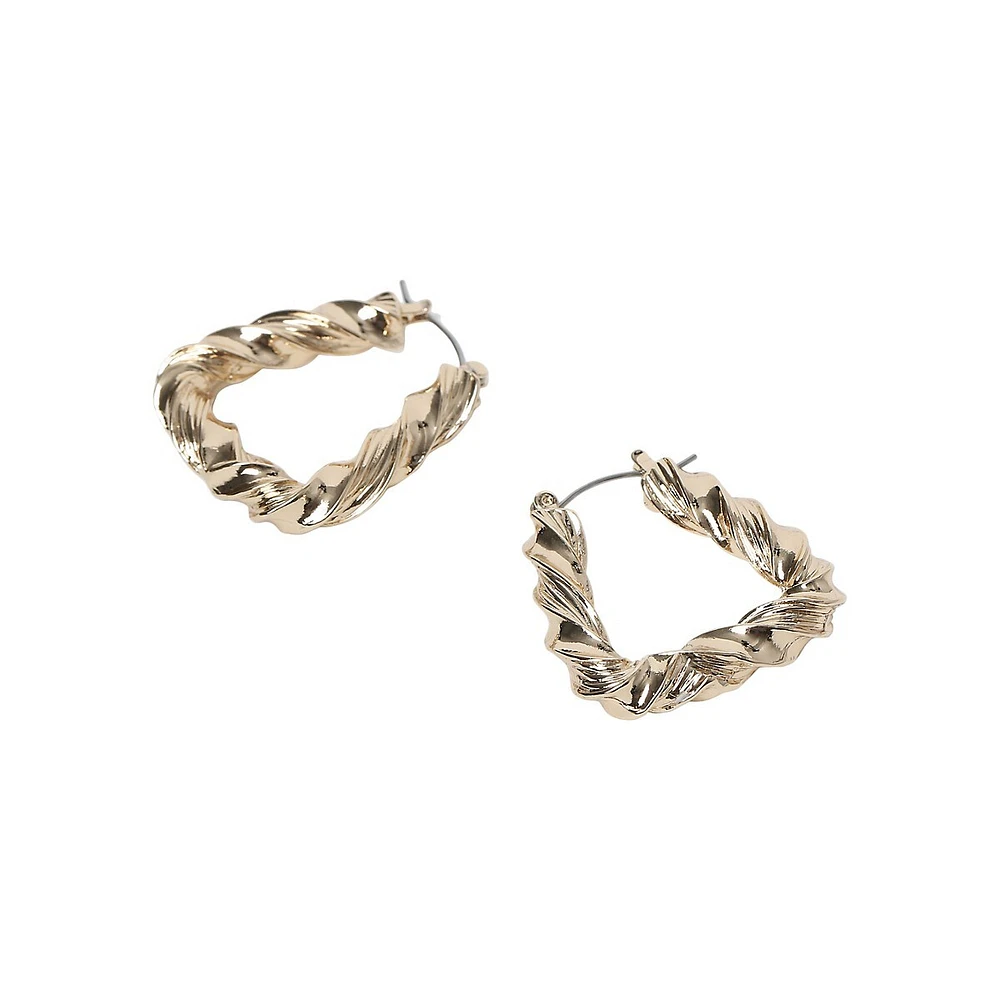 Goldtone Twist Oval Hoop Earrings