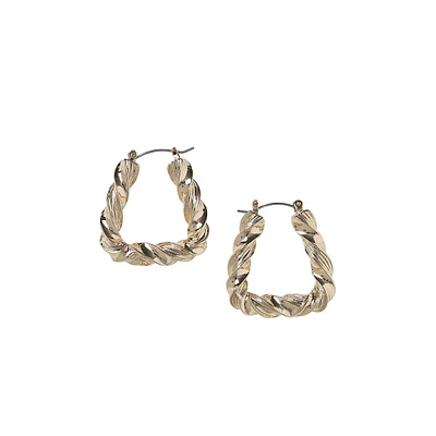 Goldtone Twist Oval Hoop Earrings