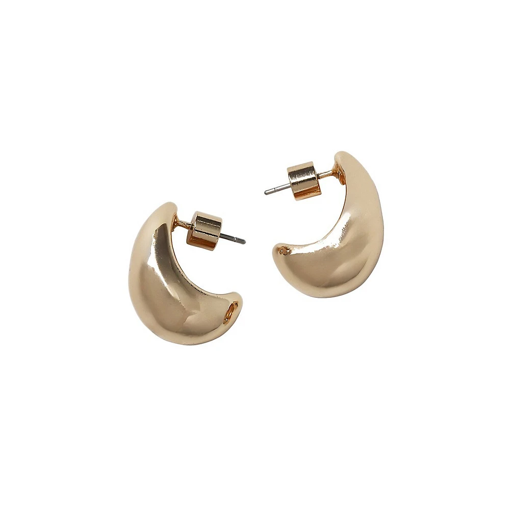Goldtone Domed Half-Hoop Earrings