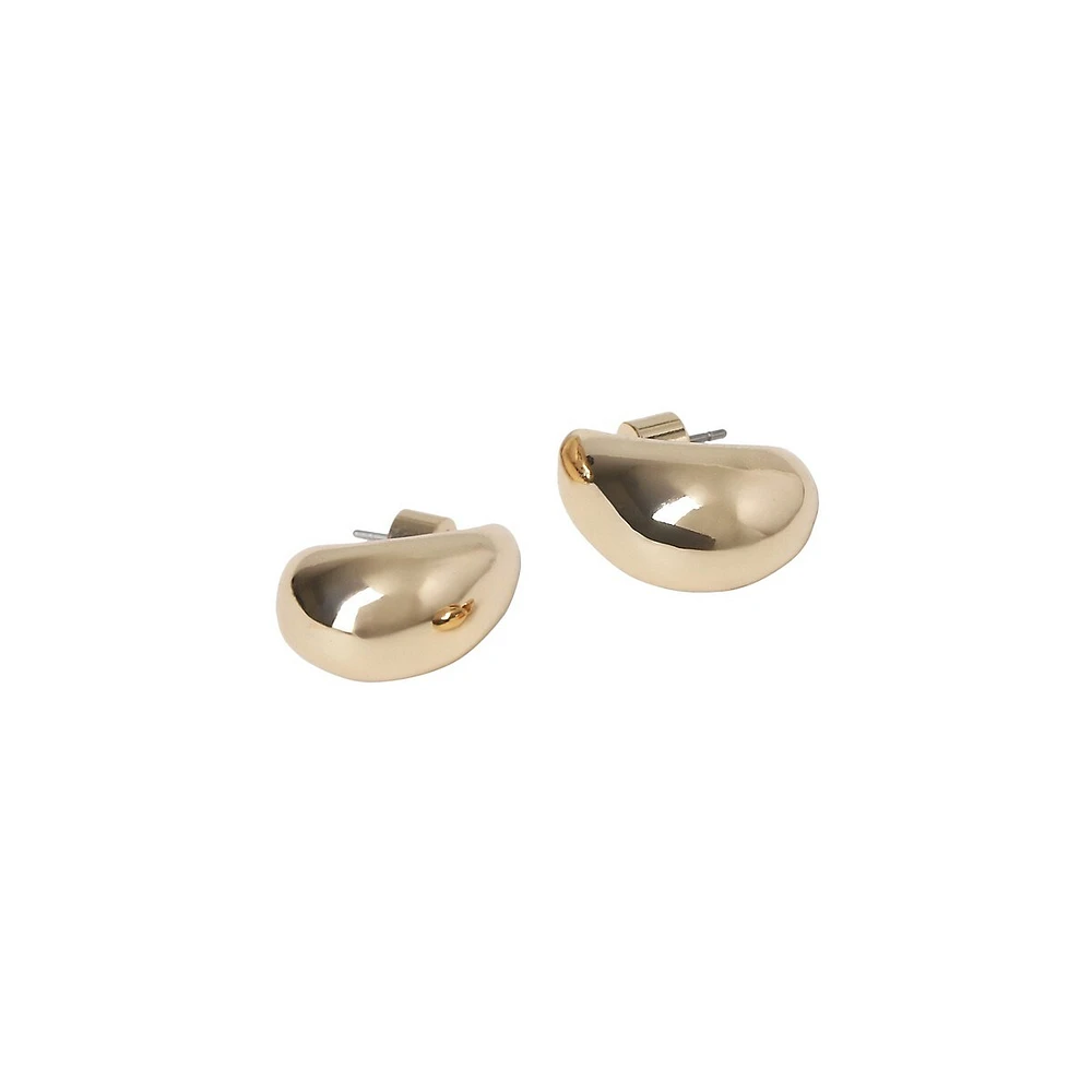 Goldtone Domed Half-Hoop Earrings