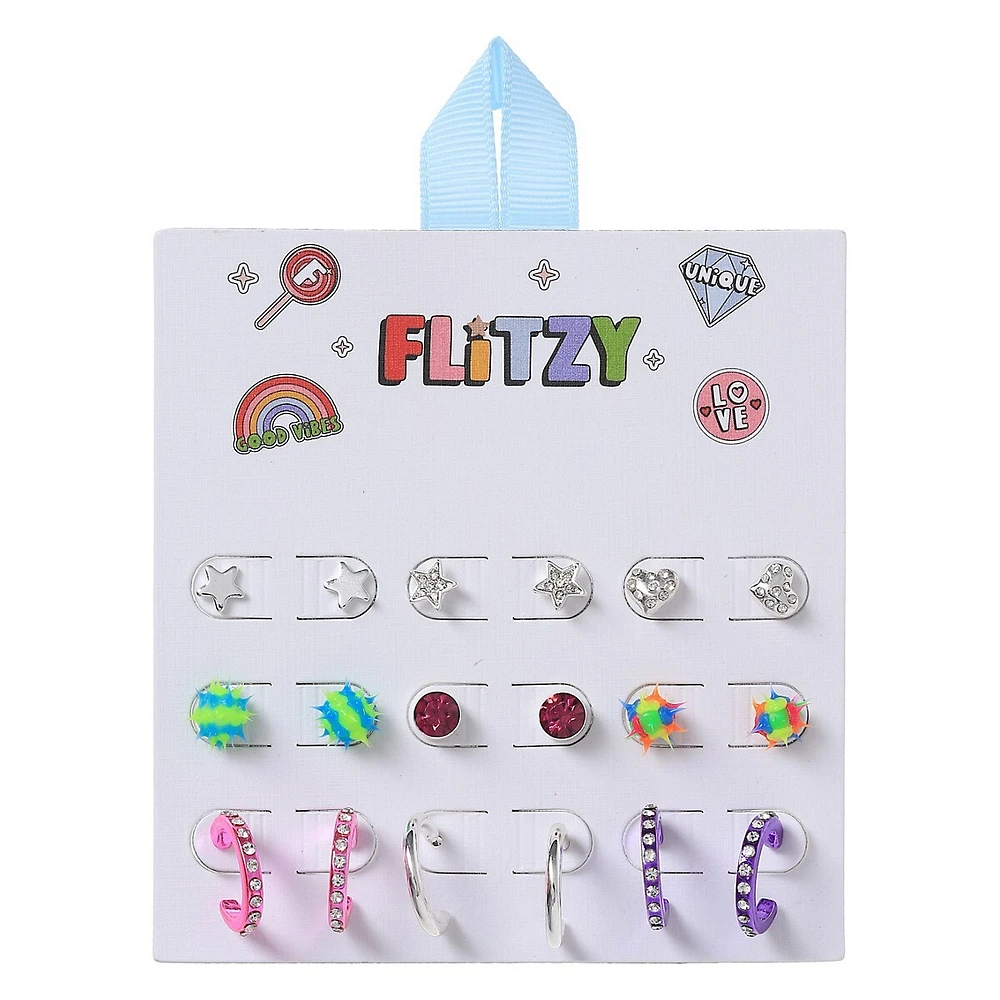 Kid's 9-Pack Stud Earrings