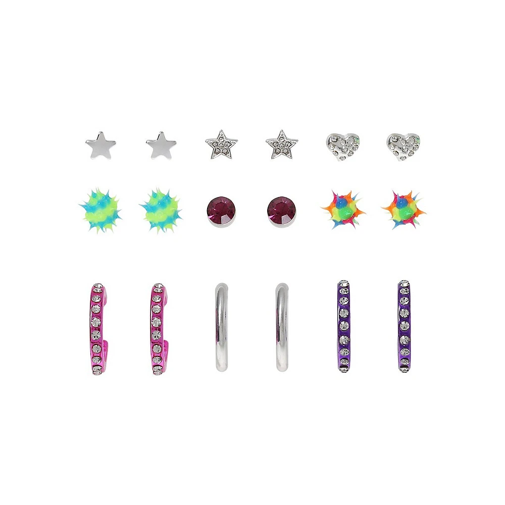 Kid's 9-Pack Stud Earrings