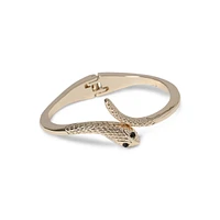 Goldtone & Faux Gem Snake Hinged Bangle Bracelet