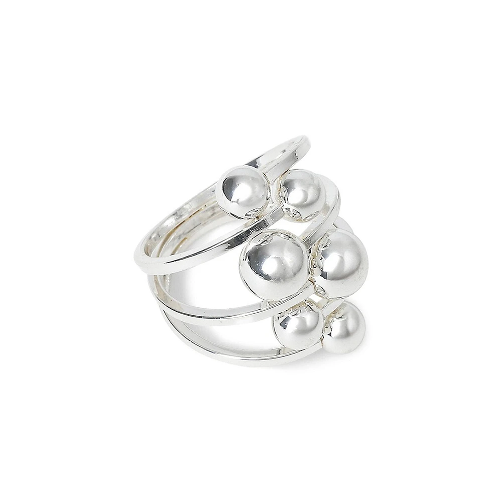 Silver Ball Decorated Band Ring