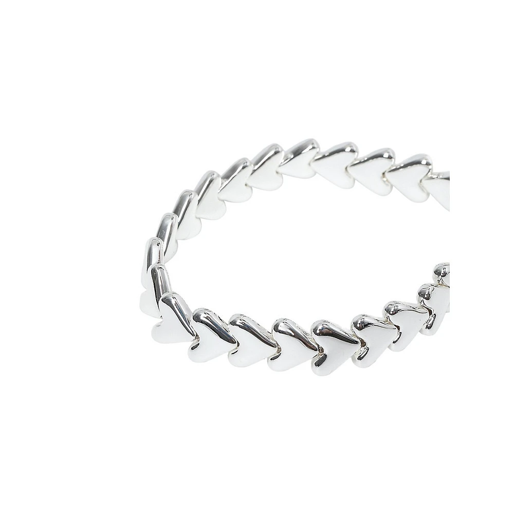 Silvertone Heart Stretch Bracelet