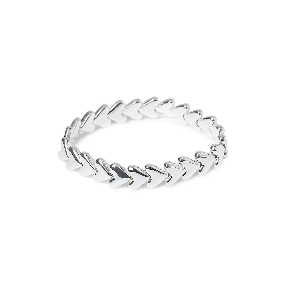 Silvertone Heart Stretch Bracelet