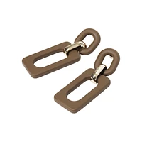 Brown Powder Interlock Drop Earrings