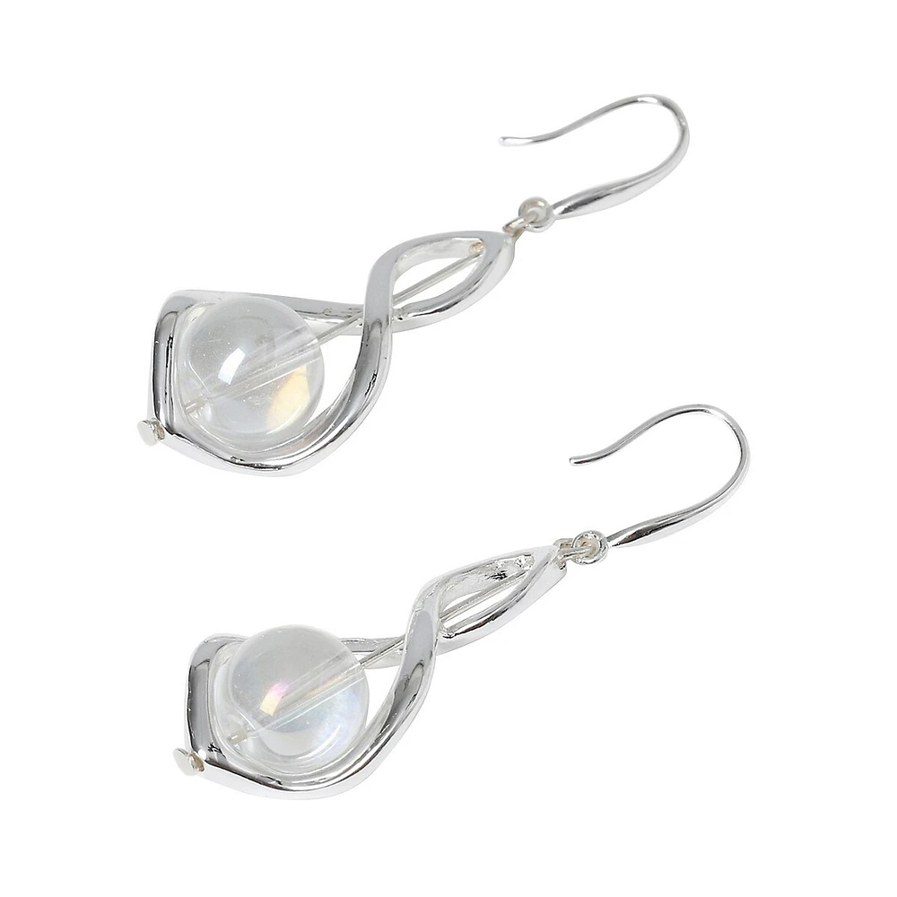 Silvertone Ball Twist Drop Earrings