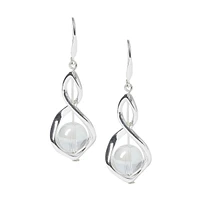 Silvertone Ball Twist Drop Earrings