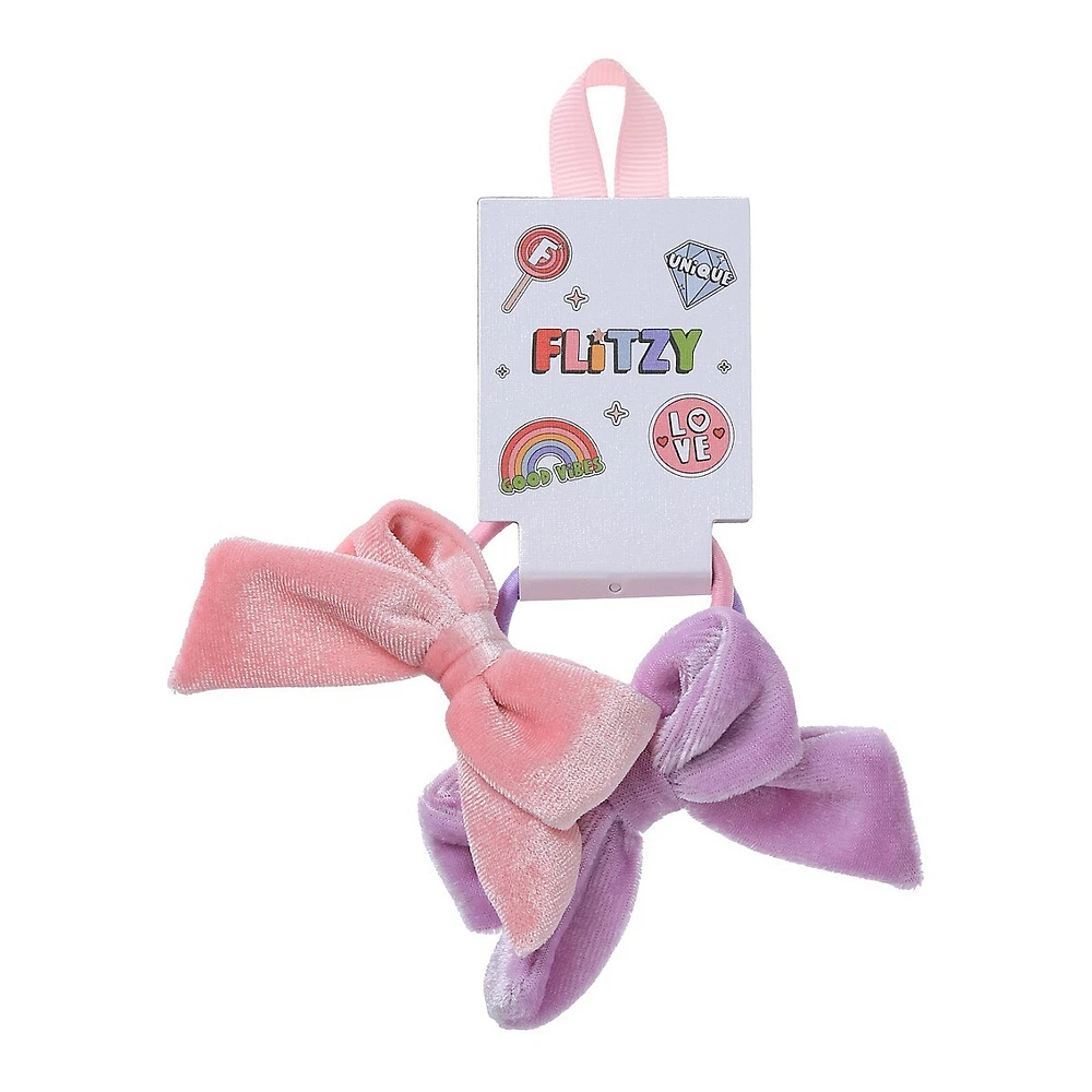 Kid's 2-Pack Pastel Velvet Bow Ponios