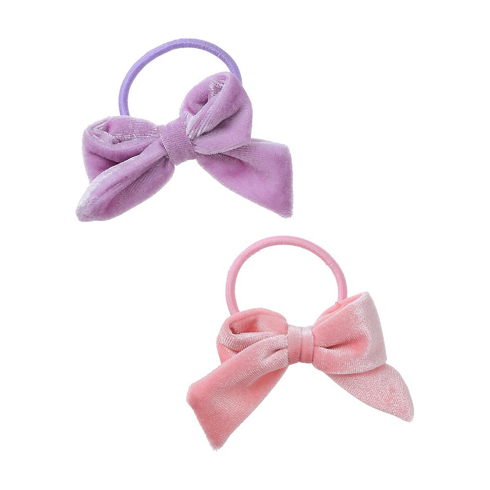 Kid's 2-Pack Pastel Velvet Bow Ponios