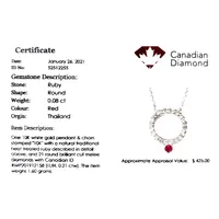 10k White Gold 0.08 Ct Ruby & 0.21 Cttw Canadian Diamonds Necklace