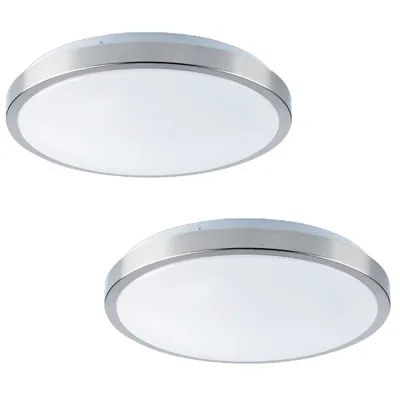 Set Of 2 Round Ceiling Lights With Integrated Leds 11" Diameters 15w From The Verona Collection