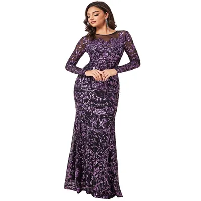 Sequin Mesh Embroidered Maxi Dress