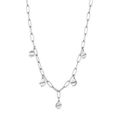 Crush Sterling Silver Drop Discs Chain Necklace