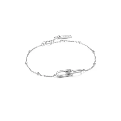Chain Reaction Rhodium-Plated Sterling Silver Beaded Link Bracelet