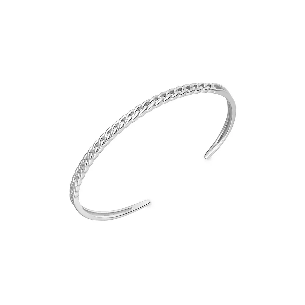 Chain Reaction Rhodium-Plated Sterling Silver Cuff Bracelet