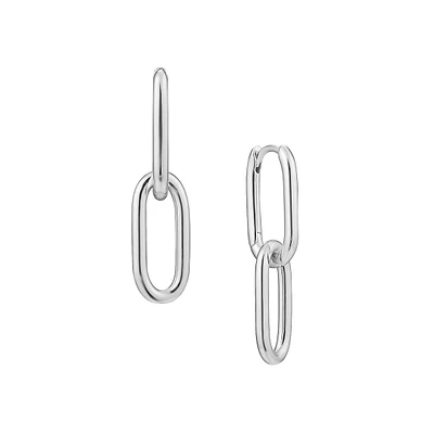 Chain Reaction Cable Link Rhodium-Plated Sterling Silver Drop Earrings
