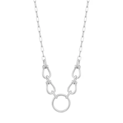Chain Reaction Rhodium-Plated Sterling Silver Horseshoe Link Necklace