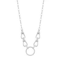 Chain Reaction Rhodium-Plated Sterling Silver Horseshoe Link Necklace