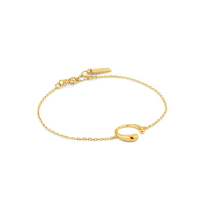 Luxe Minimalism 14K Goldplated Sterling Silver Curve Bracelet