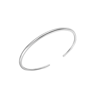 ​​Luxe Minimalism Rhodium-Plated Sterling Silver Cuff Bracelet