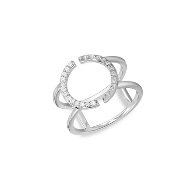 Spike It Up Rhodium-Plated Sterling Silver & Cubic Zirconia Ring