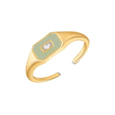 Bright Future Emblem 14K Goldplated Sterling Silver & Cubic Zirconia Adjustable Ring
