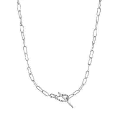 Forget Me Knot Rhodium-Plated Sterling Silver Chain Necklace 15"