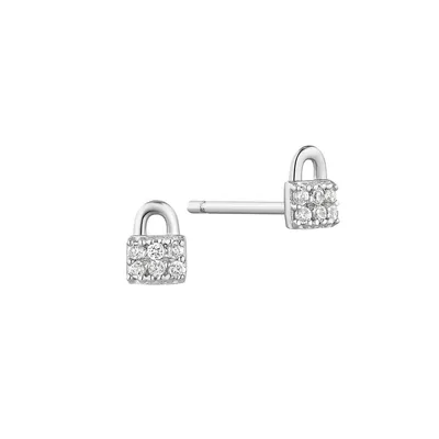 Under Lock And Key Rhodium-Plated Sterling Silver Stud Earrings