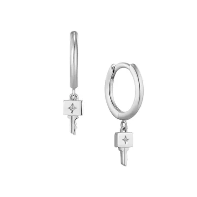 Under Lock And Key Rhodium-Plated Sterling Silver Hoop Earrings