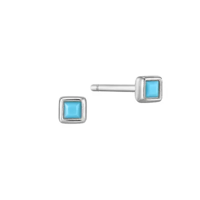 Into The Blue Rhodium-Plated Sterling Silver Square Stud Earrings