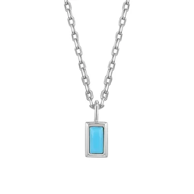 Into The Blue Rhodium-Plated Sterling Silver & Turquoise Drop Pendant Necklace