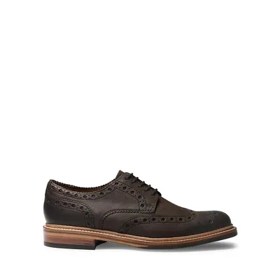 Archie Burnished Nubuck Leather Wingtip Brogue Shoes