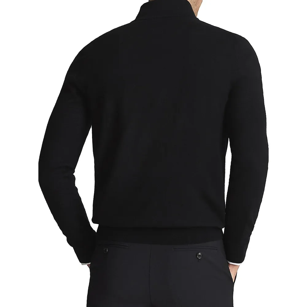 Funnelneck Half-Zip Wool Sweater