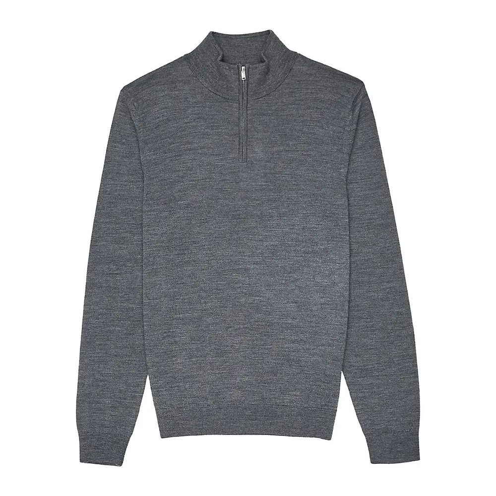 Pull col cheminée demi-zip en laine mérinos Blackhall