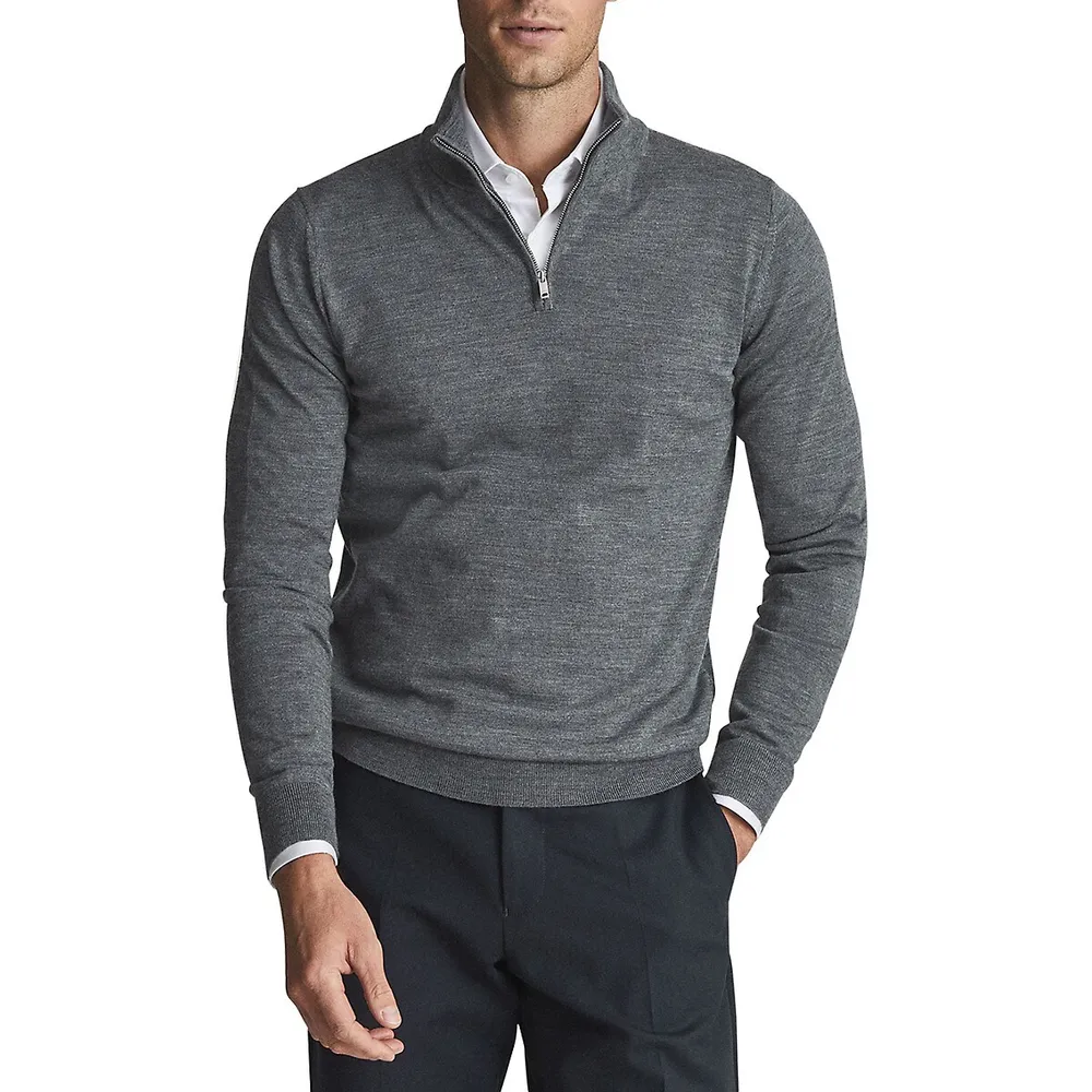 Pull col cheminée demi-zip en laine mérinos Blackhall