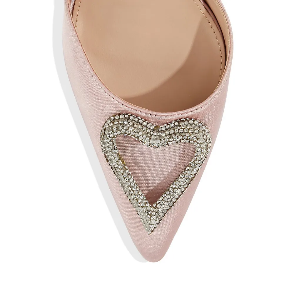 Cupid Heart Diamente Point-Toe Sandals