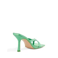 Kristen Satin Square-Toe Stilleto Sandals