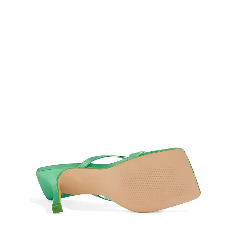 Kristen Satin Square-Toe Stilleto Sandals