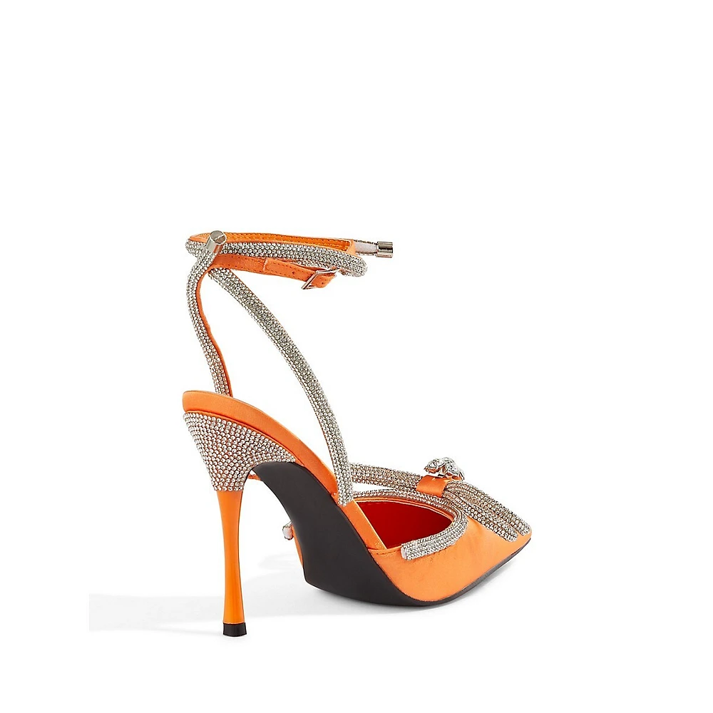 Midnight Diamente Point-Toe Wrap Sandals